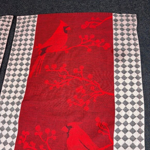 2pc Red Blk Wht Courtly Check MacKenzie-Childs Cardinal Jacquard Dish Towel - Picture 1 of 11